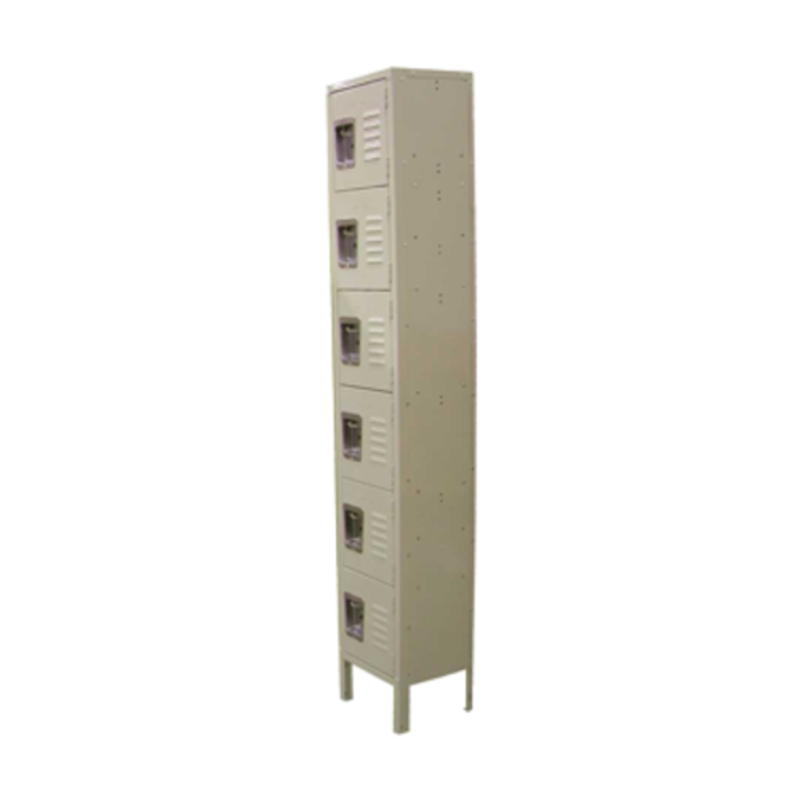 OMCAN 13134 Steel Painted Six-Tier Secure Storage Locker Unit tall steel locker with six lockable compartments