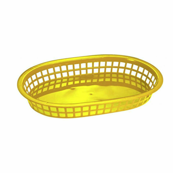 Omcan 80357 10-3/4" x 7-1/4" Yellow Oval Plastic Fast Food Basket