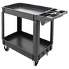 OMCAN 47152 551.2 lbs Heavy-Duty Gray Utility Bussing Cart with two shelves, molded handle, and swivel casters for food service