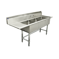 Thorinox TTS-2424-L24 98-1/2"L x 30"W Three Compartment Sink
