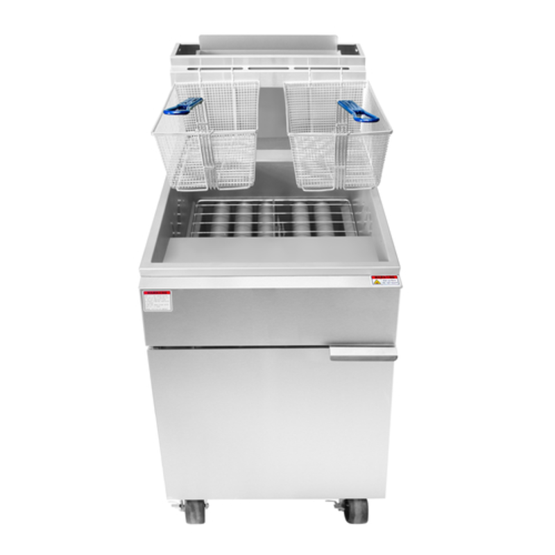 Cook Rite by Atosa Gas Floor Model Full Pot Fryer 75 lb. Capacity stainless steel commercial fryer with dual baskets