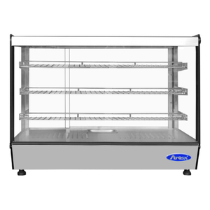 Alt Tag: Cook Rite 7.1 Cu. Ft. Hot Food Countertop Display Case stainless steel heated food display with glass front and 3 shelves