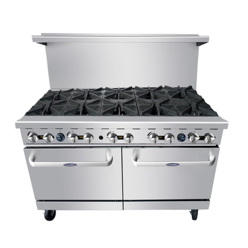 CookRite AGR-10B-NG 60" Natural Gas 10 Burner Restaurant Range stainless steel commercial range with 10 burners and dual ovens