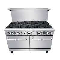 CookRite AGR-10B-NG 60" Natural Gas 10 Burner Restaurant Range stainless steel commercial range with 10 burners and dual ovens