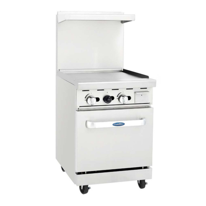 Alt Tag: CookRite AGR-24G-NG 24" Natural Gas Restaurant Range with Griddle commercial kitchen range with oven and griddle top