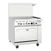 CookRite AGR-36G-NG 36" Natural Gas Restaurant Range with Griddle stainless steel commercial range with oven and controls