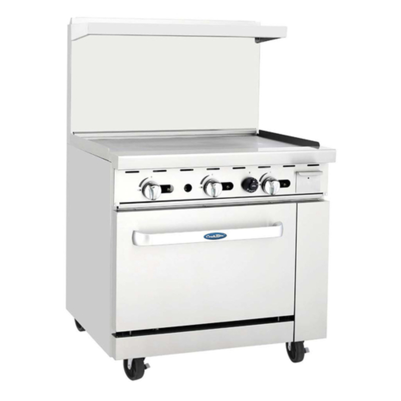 CookRite AGR-36G-NG 36" Natural Gas Restaurant Range with Griddle stainless steel commercial range with oven and controls