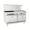 Alt Tag: CookRite AGR-4B36GR-NG 60" Combination Gas Range with 4 Burners commercial stainless steel range with griddle and double oven