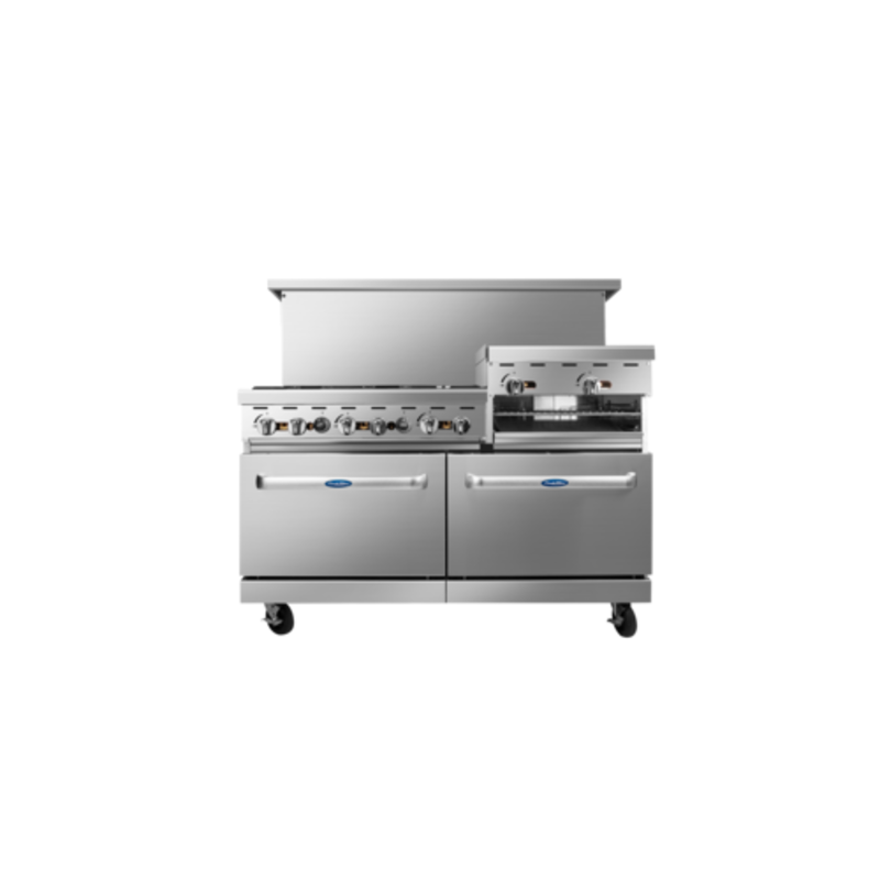 Alt Tag: CookRite AGR-6B-24RGB-NG 60" Natural Gas Restaurant Range Six Burners stainless steel commercial range with oven