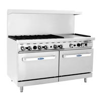 Alt Tag: CookRite AGR-6B24GR-NG 60" Restaurant Gas Range with 6 Burners featuring 24-inch griddle and double ovens