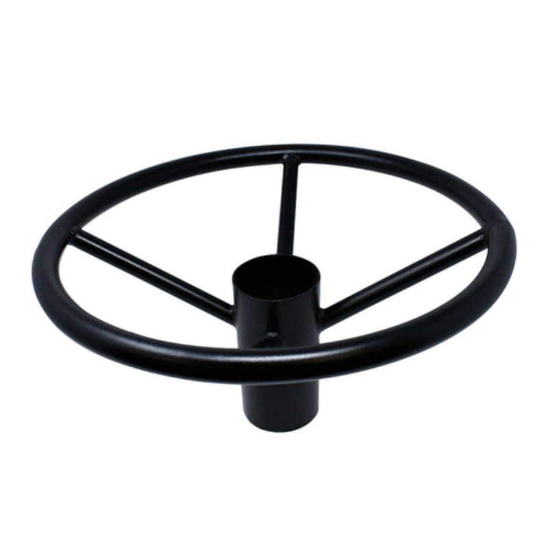 Alt Tag: Omcan 44509 Optional Black Footrest Ring for 3-inch Table Columns, black metal round footrest ring accessory