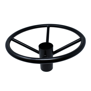 Alt Tag: Omcan 44509 Optional Black Footrest Ring for 3-inch Table Columns, black metal round footrest ring accessory