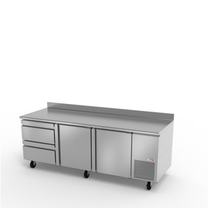 Fagor Worktop Refrigerator With Stainless Steel Surface And Storage Drawers For Commercial Kitchen Efficiency