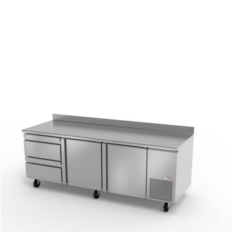 Fagor Worktop Refrigerator With Stainless Steel Surface And Storage Drawers For Commercial Kitchen Efficiency