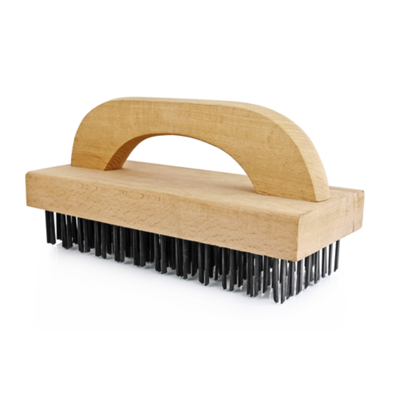 Omcan 80943 21.25-inch Durable Natural Bristle Butcher Block Cleaning Brush wooden handle scrub brush for butcher block cleaning