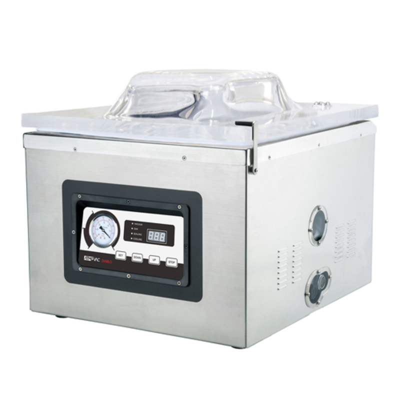 Atmovac DIABLO17D 19.5" Double Bar Countertop Vacuum Packaging Machine in stainless steel with digital controls.