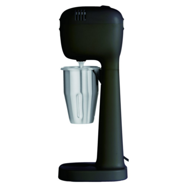 Alt Tag: Omcan 48889 1 QT Drink Mixer Milkshake Machine Black commercial 2-speed 400W milkshake blender with stainless steel cup