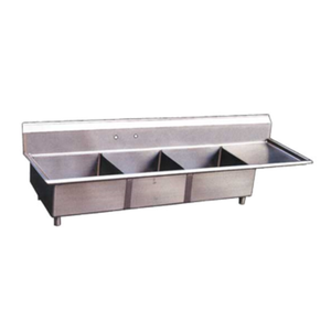 Omcan 22116 75" Three Compartment Pot Sink Right Drainboard