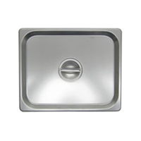 half size stainless steel steam table pan cover, flat solid stainless lid with center handle for commercial food service