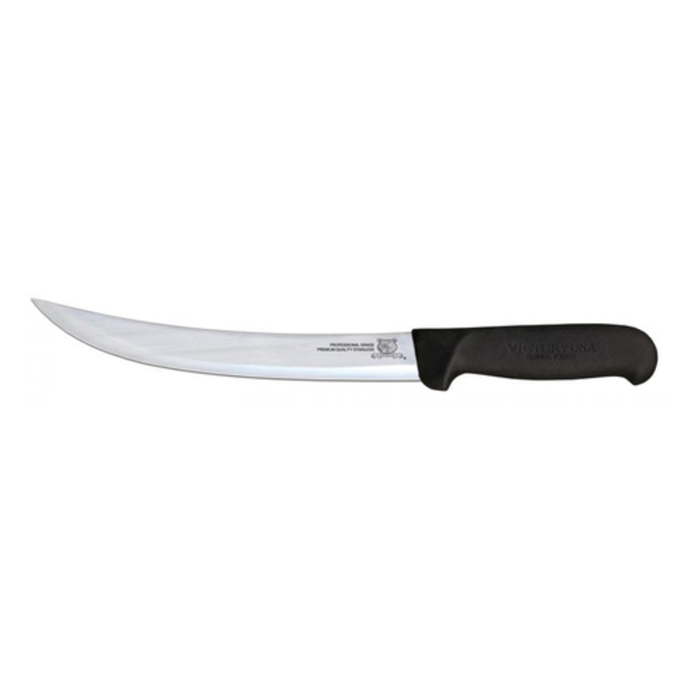 Étiquette alternative : Omcan 16856 Victory USA lame 8 pouces Super Fiber Breaking Knife avec lame courbée de 8 pouces et manche en super fibre noire