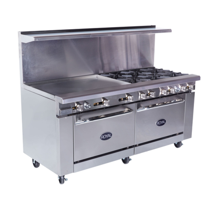Royal RR-6G36-CC 72" Gas Restaurant Range with Convection Ovens