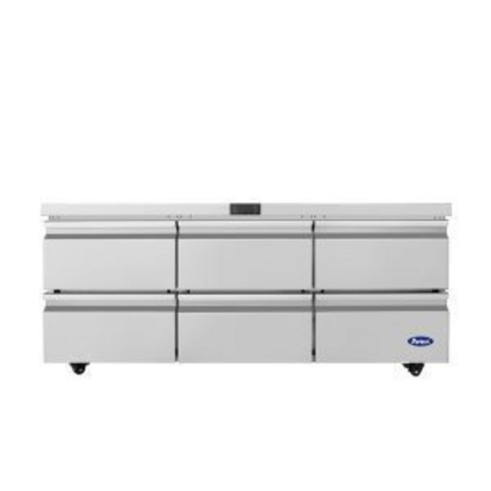 Atosa AUR72D6 72.63-Inch Wide Six Drawer Undercounter Commercial Refrigerator
