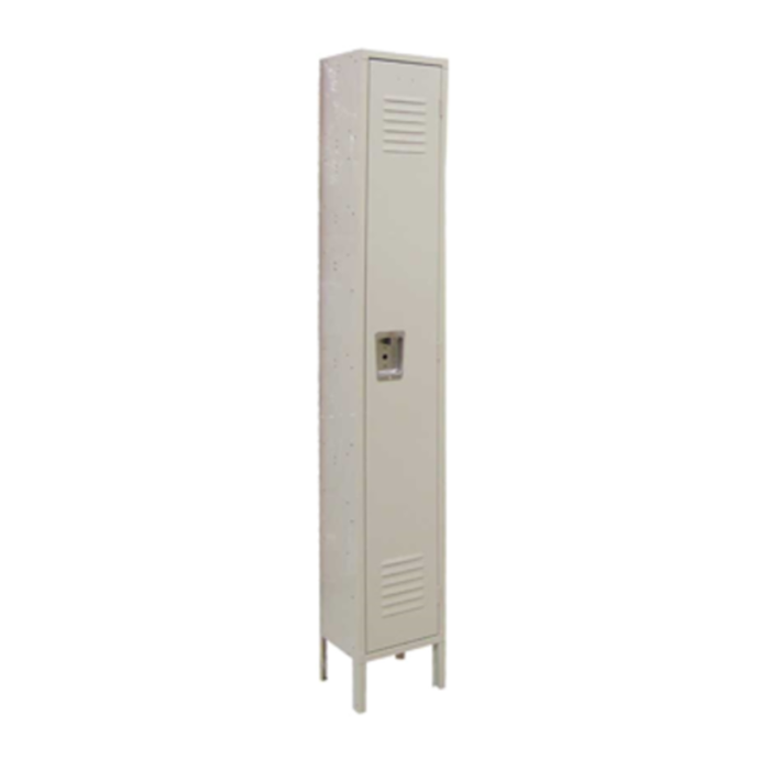 Alt Tag: OMCAN 13124 Single Tier Steel Painted Secure Staff Storage Locker single-door beige steel locker with vented panels and lock