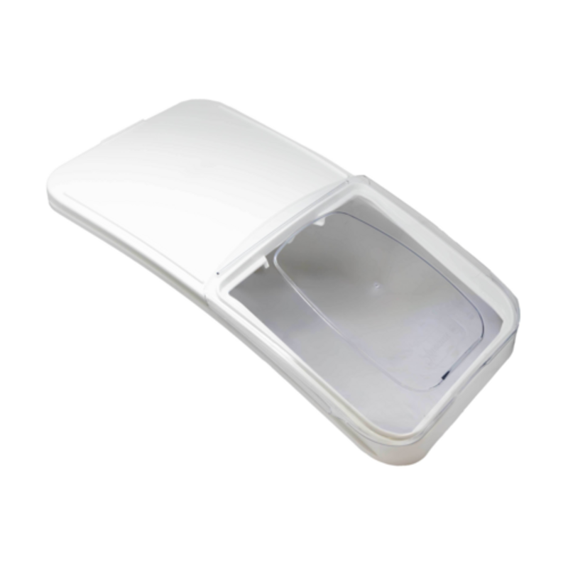 Alt Tag: Omcan 78670 Durable Clear Ingredient Bin Lid for Commercial Food Storage clear hinged lid for bulk ingredient bin, commercial kitchen