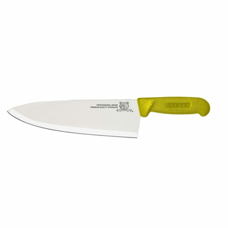 10-inch Professional Chef's Knife With Yellow Handle for Precise Slicing and Chopping in the Kitchen