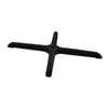 Alt Tag: Omcan 43205 33-inch Cross Style Modular Restaurant Table Base cross-style black table base for restaurant or cafe tables