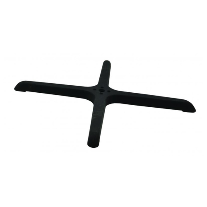 Alt Tag: Omcan 43205 33-inch Cross Style Modular Restaurant Table Base cross-style black table base for restaurant or cafe tables