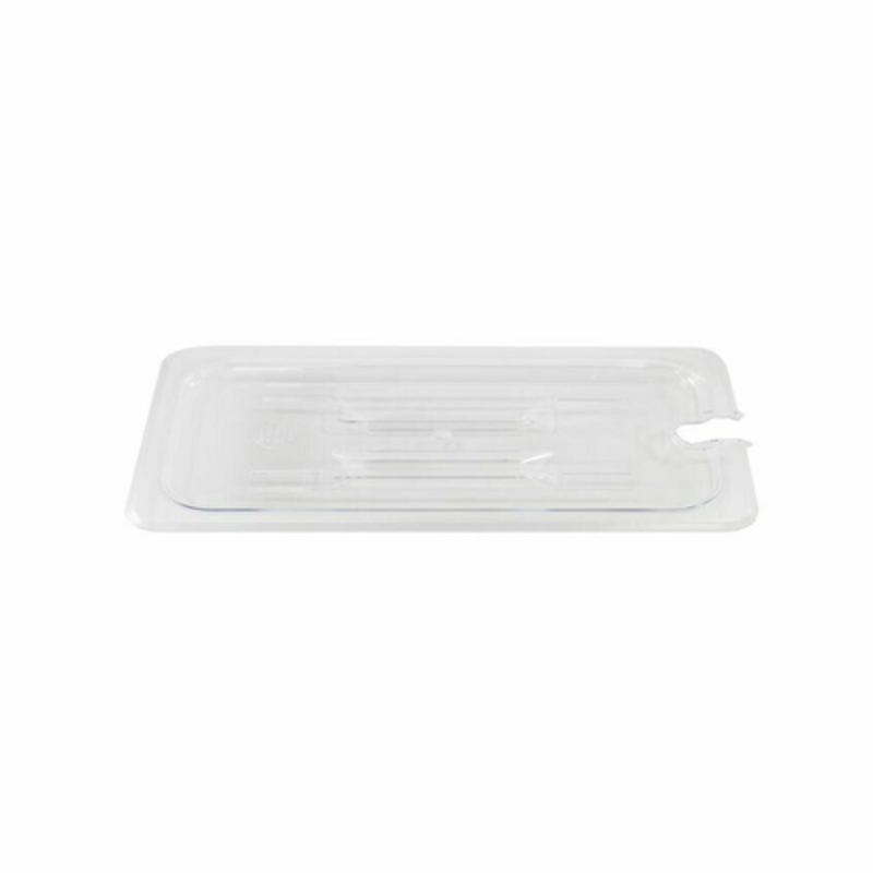 Omcan 80012 Clear Slotted Food Pan Cover Designed For 1/9 Size Food Pans, Easy Identification, Durable Polycarbonate Material.