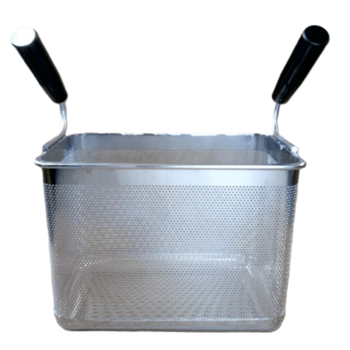 Omcan 49106 Countertop Electric Pasta Cooker with 8L Capacity basket insert with dual handles for commercial pasta cooking