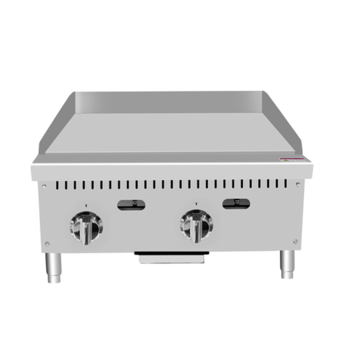 CookRite ATTG-24 24" Thermostatic Gas Countertop Griddle With Two Controls, Ideal For Commercial Use.