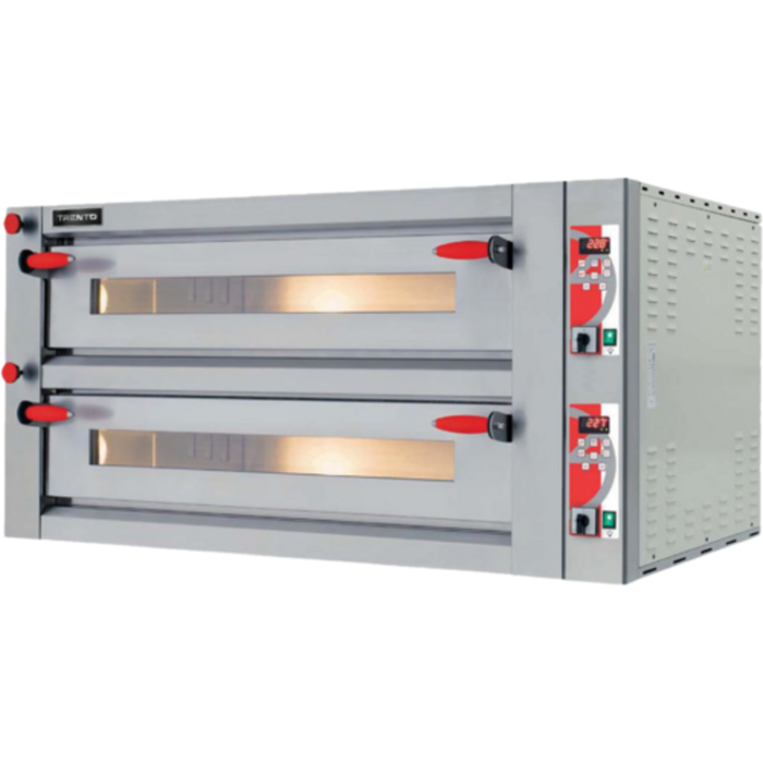 Alt Tag: TRENTO 40643 Fuoco Series 56.7" Electric Double Deck Pizza Oven with double chamber and digital display controls