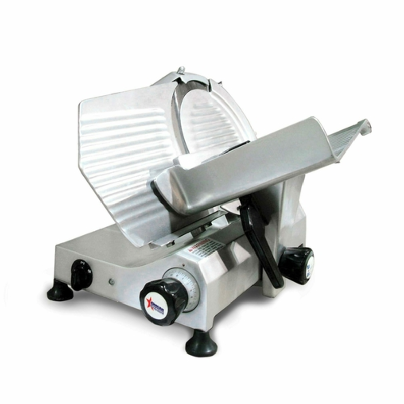 Trento 31344 12" Blade Belt-Driven Electric Meat Slicer commercial belt-driven slicer with anodized aluminum body and adjustable thickness dial