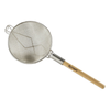 12 Inch Double Mesh Strainer With Stainless Steel Bowl And Wooden Handle For Efficient Straining In The Kitchen.