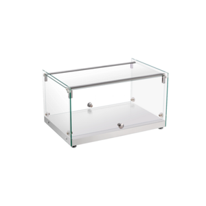 Countertop Pastry Display Showcase Featuring Clear Glass And Metal Base For Displaying Baked Goods