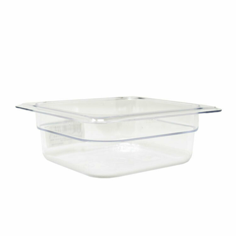 Full Size Clear Plastic Food Pan, 19.5L Capacity, 6" Deep, Ideal For Food Storage And Prep In Commercial Kitchens.