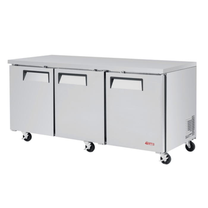 Réfrigérateur de comptoir Turbo Air EUR-72-N-V à trois sections, de 184,5 cm de large