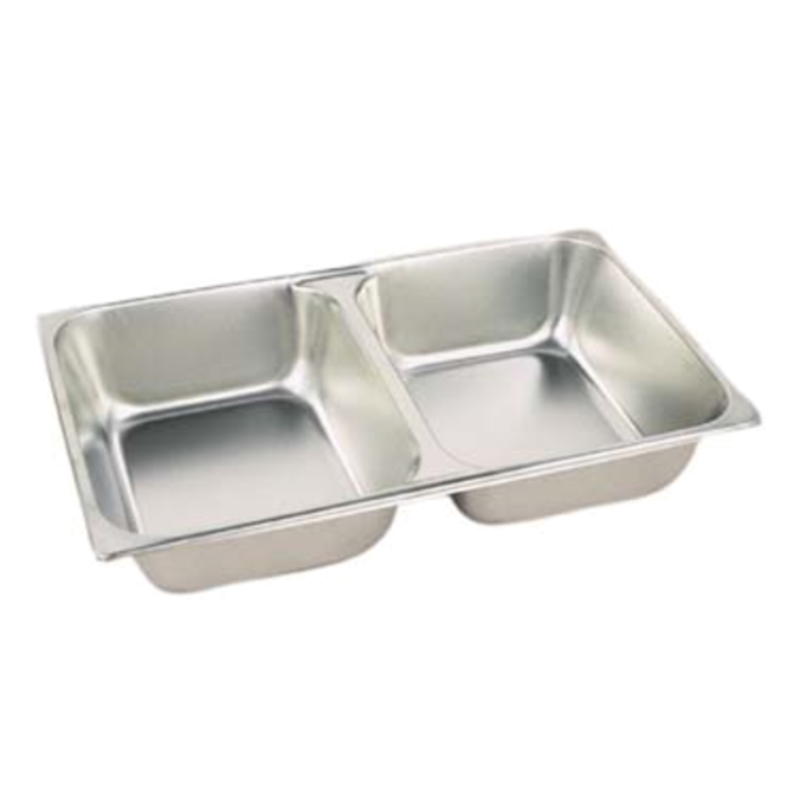 2 Compartment Chafer Food Pan With Two Divided Sections For Catering And Buffet Service.