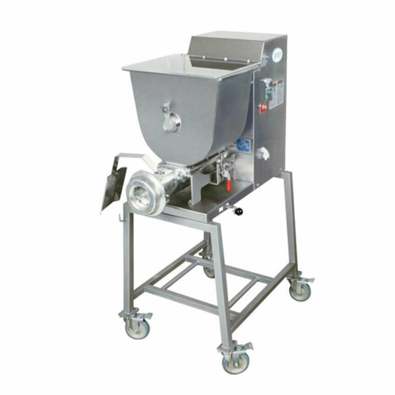 Omcan MINI-32 Meat Mixer Grinder, Commercial Meat Mixer Grinder with 3 HP motor and auto-feed system for efficient processing.