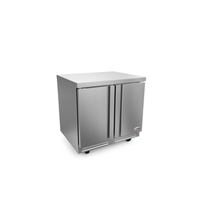 Fagor Undercounter Reach-In Refrigerator With Two Doors And Stainless Steel Finish.