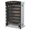 Gas Rotisserie Oven For Restaurants Featuring Clear Glass Door And Multiple Cooking Spits For Even Rotisserie Cooking.