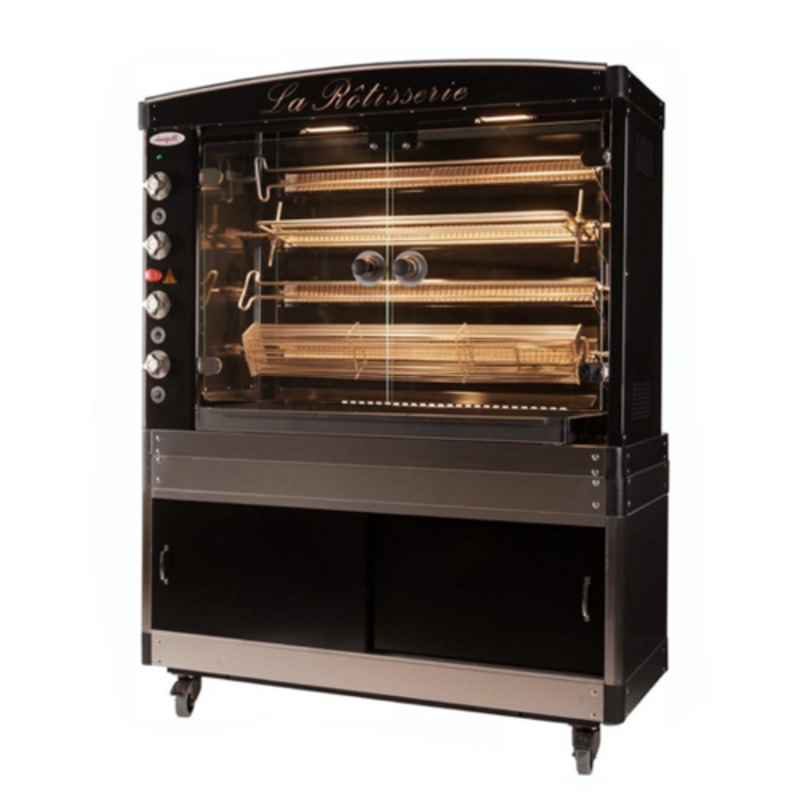 Commercial Gas Rotisserie Oven With Double Racks And Front Glass For Viewing Chicken Cooking
