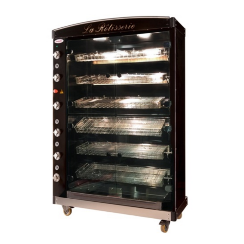 Dorégrill MAG 6 Gas Rotisserie Oven Featuring A Black Porcelain Finish, Lighted Interior, And High Capacity For Gas Rotisserie Oven For Restaurants