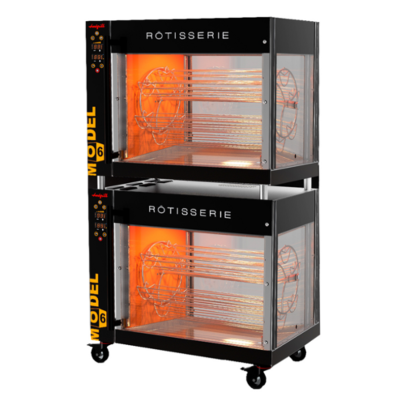 Dorégrill Model 6 Double Stack Electric Rotisserie Oven For Commercial Kitchens Cooking 40-60 Chickens