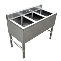 OMCAN Stainless Steel 38.5-Inch Three Compartment Underbar Sink Unit
