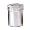 10 oz stainless steel shaker dredge without handle for precise dusting and seasoning in kitchens.