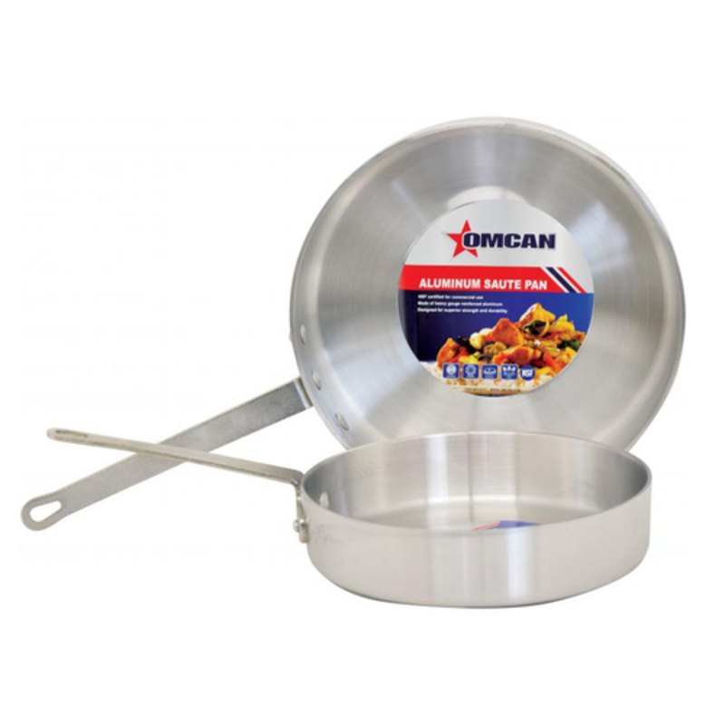 Omcan 43444 11 Qt Aluminum Saute Pan With Double Riveted Handle For Professional Cooking